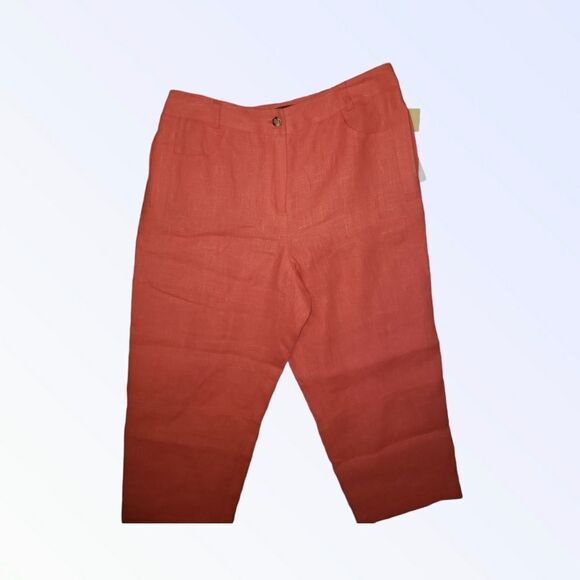 Women's Harve Benard Coral Linen Capri Pants Size 10P wide Leg - Picture 4 of 7